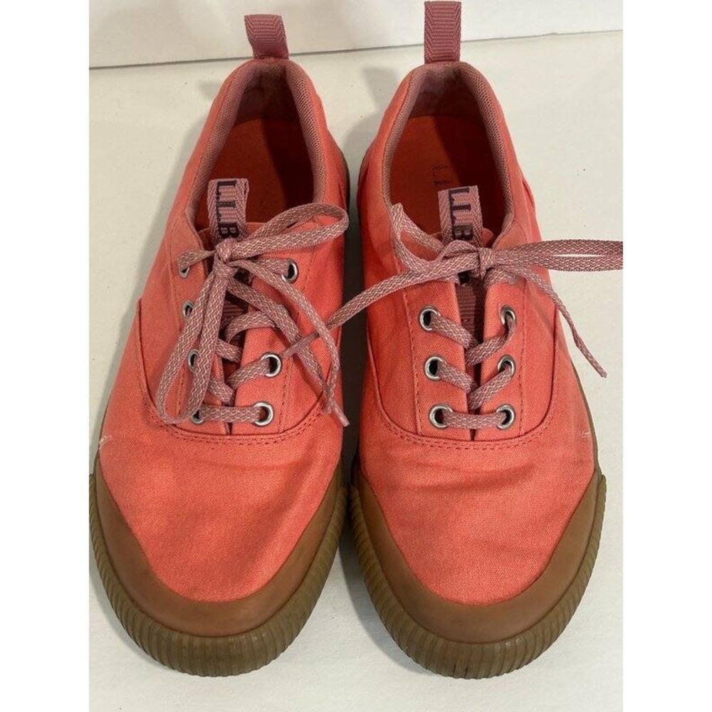 LL Bean Womens Eco Woods Lace Up Shoes Canvas Reef Coral Pink‎ Size 7